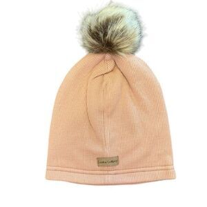 NWOT Loulou Lollipop Faux Fur Pom Pom Hat Blush Pink Waffle Knit Size 6-12 Month